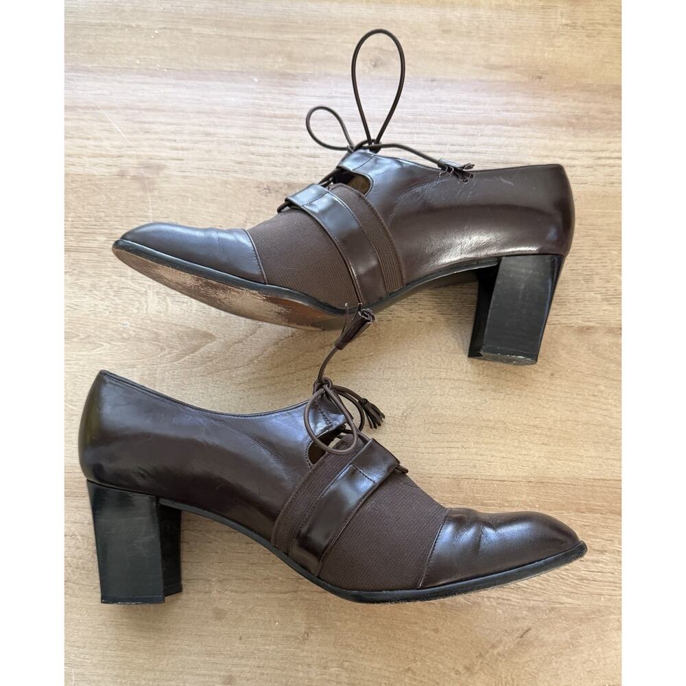 Stuart Weitzman Chocolate Brown Chunky Heel Bootie Vintage CBK 90s Minimalist - Picture 3 of 8